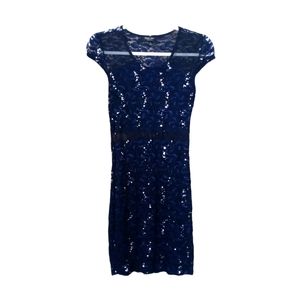 Urban Girl navy sequin cap sleeve mesh detail mini
